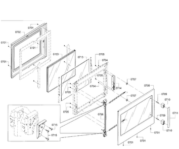 Door Diagram and Parts List for HBLP651LUC 01 Bosch Wall Oven