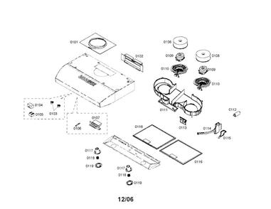 Range Hood Diagram and Parts List for DUH36252UC 01 Bosch Range Hood