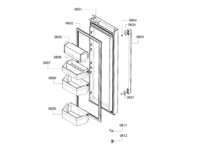 Door Right Diagram and Parts List for B26FT70SNS 05 Bosch Refrigerator
