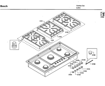 Grid Asy Diagram and Parts List for NGM8654UC 04 Bosch Cooktop