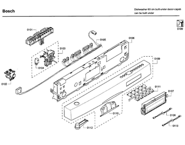 Control Panel Diagram and Parts List for SHE65P05UC 61 Bosch Dishwasher