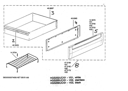 Warming Drawer Diagram and Parts List for HGS252UC 01 Bosch Range