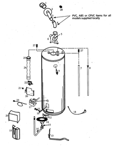 Water Heater Diagram and Parts List for 153332880  Kenmore Water Heater