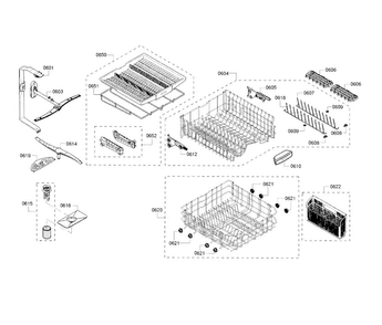 Rack Diagram and Parts List for SHE65T56UC 02 Bosch Dishwasher