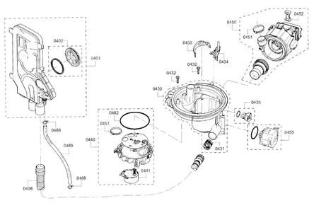 Pump Assy Diagram and Parts List for SHXN8U55UC 01 Bosch Dishwasher