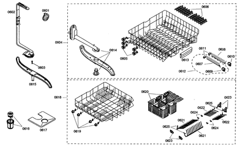 Rack Assy Diagram and Parts List for SHE46C02UC 40 Bosch Dishwasher