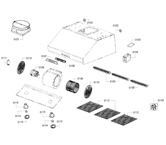 Range Hood Diagram and Parts List for HMWB30FS 01 Thermador Range Hood