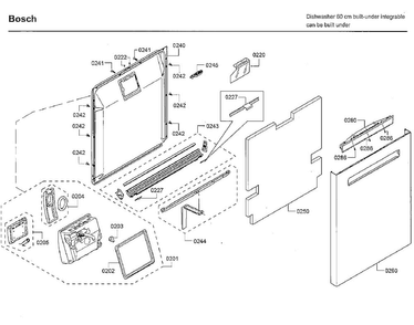 Door Diagram and Parts List for SHP65TL5UC 09 Bosch Dishwasher