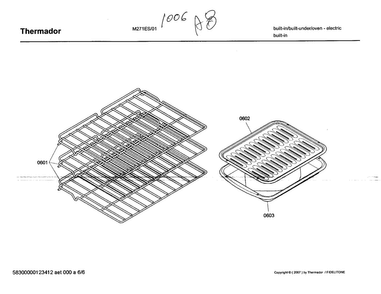 Shelf Assy Diagram and Parts List for M271ES01  Thermador Wall Oven