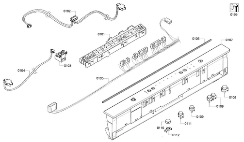 Front Panel Diagram and Parts List for SHX6AP06UC 01 Bosch Dishwasher