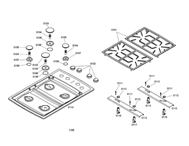 Grates/burner/tubing/maintop Diagram and Parts List for NGP746UC 01 Bosch Cooktop