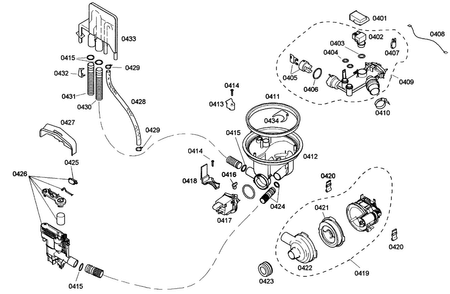 Pump Diagram and Parts List for SHE43C02UC 46 Bosch Dishwasher