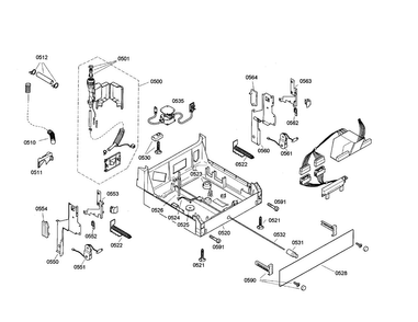 Bottom Case Diagram and Parts List for SRV53C03UC 30 Bosch Dishwasher