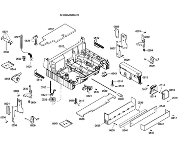 Base Assy Diagram and Parts List for SHX98M09UC 49 Bosch Dishwasher