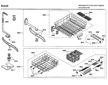 Rack Diagram and Parts List for SHX46L15UC 33 Bosch Dishwasher