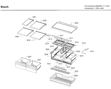 Shelf/drawer Asy Diagram and Parts List for B26FT70SNS 08 Bosch Refrigerator