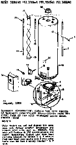 Replacement Parts Diagram and Parts List for 153336640  Kenmore Water Heater