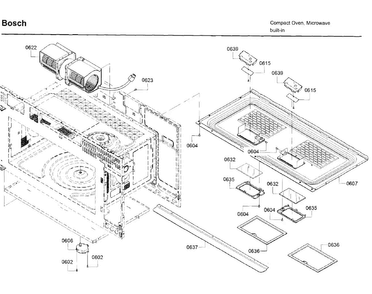 Motor Diagram and Parts List for HMV5053U 01 Bosch Microwave