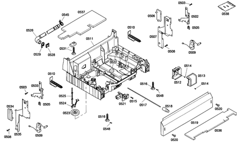 Base Assy Diagram and Parts List for SHE43P12UC 59 Bosch Dishwasher