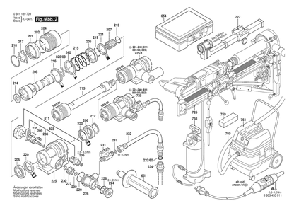 Section 2 Diagram and Parts List for GDB1600WE 0601189739 Bosch Drill
