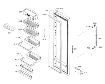 Door 2 Assy Diagram and Parts List for B22CS80SNS 04 Bosch Refrigerator