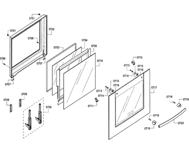 Door Diagram and Parts List for HBN5620UC 01 Bosch Wall Oven