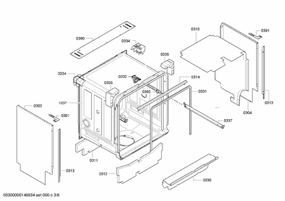 Cabinet Assy Diagram and Parts List for S47KMK15UC 22 Bosch Dishwasher