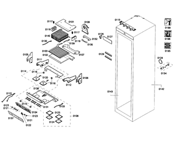Cabinet Parts Diagram and Parts List for T24IF70NSP 18 Thermador Freezer