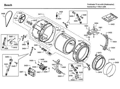 Drum Diagram and Parts List for WFVC544CUC 29 Bosch Washer