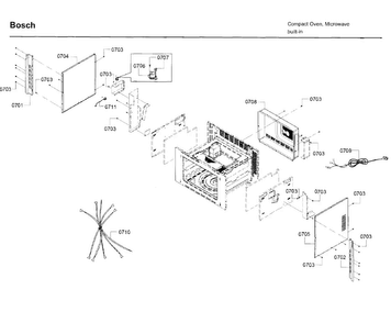 Frame Diagram and Parts List for HMC54151UC 01 Bosch Microwave