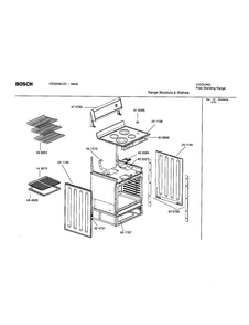 Range Structure And Shelves Diagram and Parts List for HES246U 01 Bosch Range