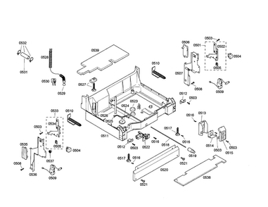 Base Diagram and Parts List for SHE47C02UC 21 Bosch Dishwasher