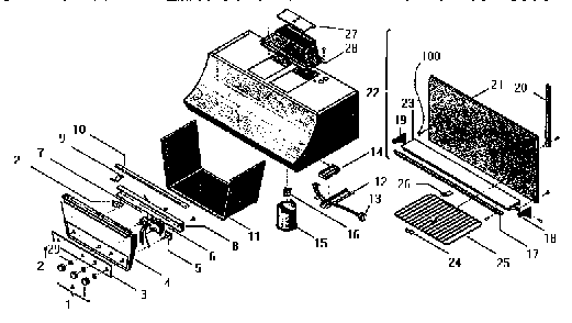 Section 1 Diagram and Parts List for H-65  Thermador Range Hood