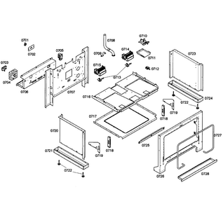 Cabinet Assy Diagram and Parts List for PD366BS 12 Thermador Range