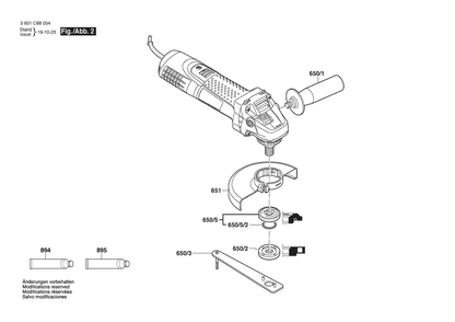 Section 2 Diagram and Parts List for GWS7-125TNBT 3601C88657 Bosch Angle Grinder