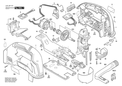 Diagram 1 Diagram and Parts List for GST18V-60C 3601EB1010 Bosch Jig Saw