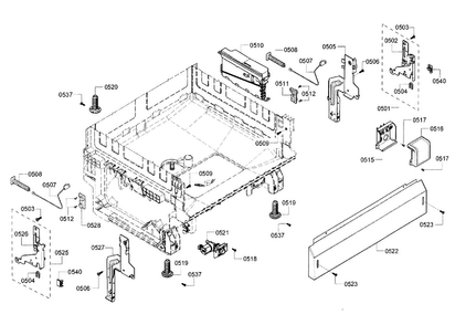 Base Assy Diagram and Parts List for SHE3AR56UC 12 Bosch Dishwasher