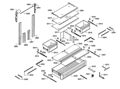 Shelf/drawer Assy Diagram and Parts List for T36IT71NNP 35 Thermador Refrigerator