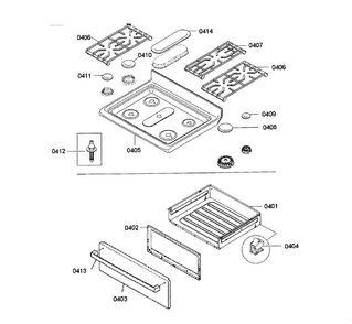 Top Assy/drawer Diagram and Parts List for HGS5053UC 04 Bosch Range