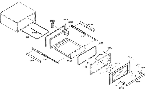 Cabinet Parts Diagram and Parts List for WD27ES01  Thermador Warming Drawer