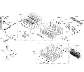 Basket Assy Diagram and Parts List for SHP65T56UC 01 Bosch Dishwasher