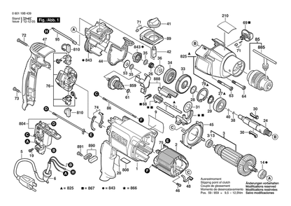 Section 1 Diagram and Parts List for 060119B439  Bosch Impact Driver