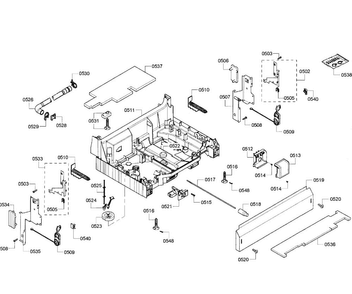 Base Assy Diagram and Parts List for SHE43P16UC 61 Bosch Dishwasher