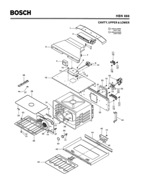 03 - CAVITY, UPPER & LOWER Diagram and Parts List for HBN666  Bosch Range