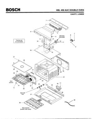 04 - CAVITY, LOWER Diagram and Parts List for HBL456AUC(FD8202-)  Bosch Wall Oven