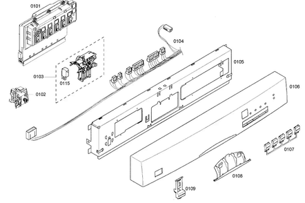 Control Panel Diagram and Parts List for SHE43M05UC 50 Bosch Dishwasher