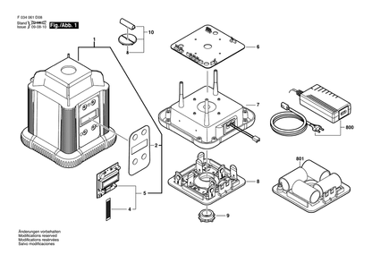 Diagram 1 Diagram and Parts List for LM400-3 F 034 061 D08 Bosch Laser Level