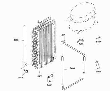 Evaporator Diagram and Parts List for KBUDT4265E 01 Thermador Refrigerator