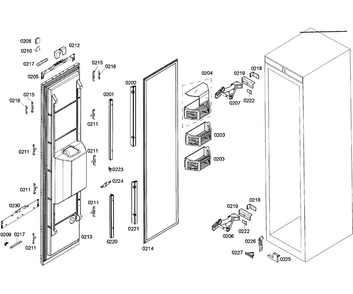 Door Assy Diagram and Parts List for T18ID80NLP 20 Thermador Freezer