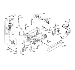 Base Assy Diagram and Parts List for SGE63E15UC 74 Bosch Dishwasher